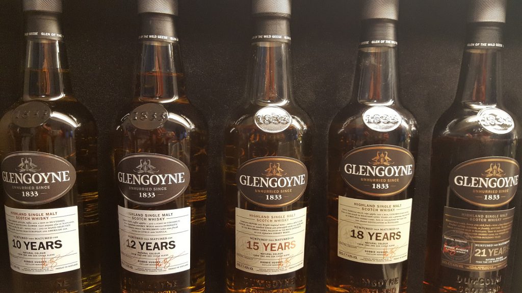 Glengoynes core range; 10, 12 , 15, 18 och 21 yo